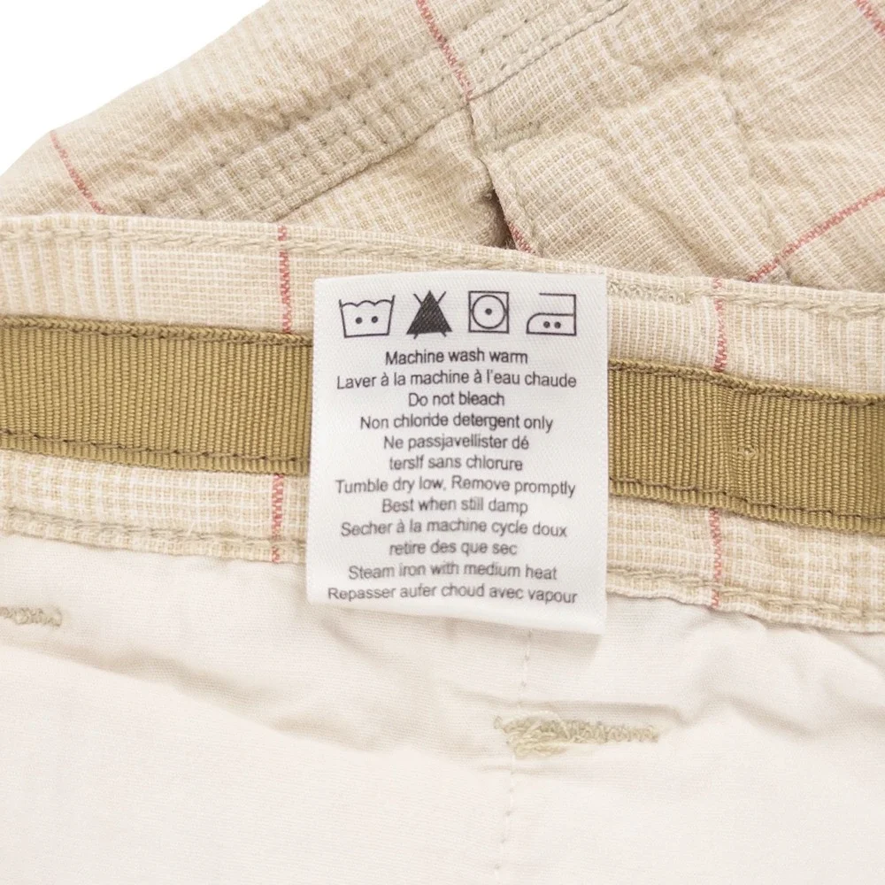 Mountain Khakis Mens 38 Linen Cotton Blend Shorts Beige Red Windowpane Gorpcore
